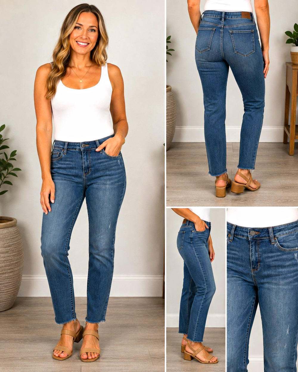 KUT From The Kloth Women’s Size 10 Jeans Blue Denim Raw Frayed Hem Straight Leg